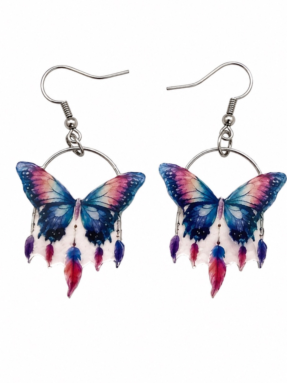✨3/$20 Blue Acrylic Butterfly Dreamcatcher Drop Earrings